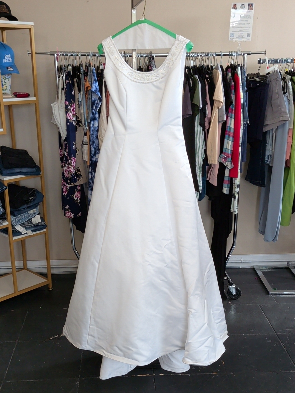 Alfred Angelo White Beaded Scoop-Neck Wedding Gown